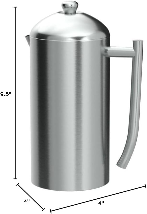 Frieling Double-Walled Stainless Steel French Press Coffee Maker - Brushed 36 oz (1 Liter) Insulated Coffee Press