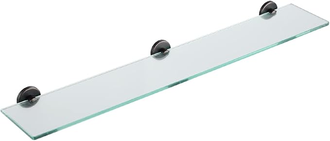 JQK Bathroom Glass Shelf Oil Rubbed Bronze, Tempered Glass Shower Storage 30 by 5 inches, 304 Stainless Steel ORB Wall Mount, TGS101L30-ORB