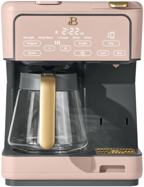 Beauti Multi Brew 12 Cup Programmable Drip & Single Serve Coffee Maker, Versatile Brewing (6oz, 8oz, 10oz, 12oz, 14oz), Pods or Ground, Over Ice option, Keep Warm mode (Rose)