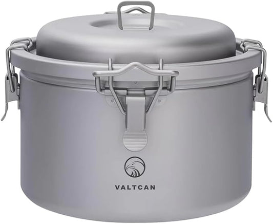 Valtcan Titanium Rice Cooker Pot 3200ml Grade 1 Pure Titanium, No Coating, Naturally Flavor-Neutral | Locking Lid, Inner Pot, 108oz, 867g Ultralight for Home & Camping