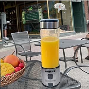 Portable Smoothie blender Glass bottle Mini USB rechargeable 2 battery Handheld Shakes blend Cup USB juicer Cordless Personal smoothies maker mixer (Black Steel)