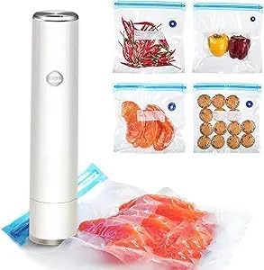 Vacuum Sealer for Food - Powerful Handheld Vacuum Sealer Machine + 30 Reusable Vacuum Bags, Featuring LED Pressure Display, Portable Food Sealer for Freshness and Preservation