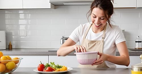 Mixing Bowls with Lids, 8-Piece Airtight Leak-Proof Nesting BPA-Free Bowl Set for Kitchen & Food Storage, Large 4200ml Capacity, Microwave & Dishwasher Safe