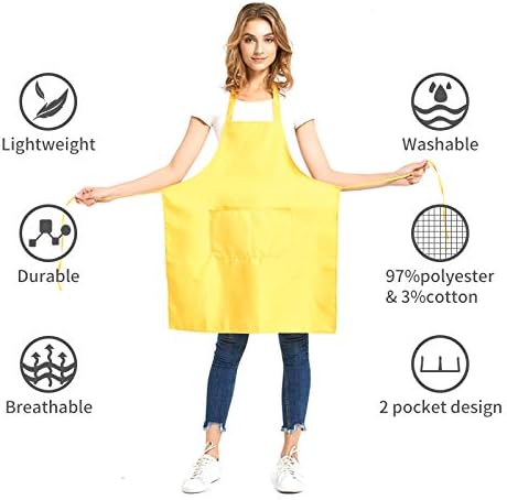 DUSKCOVE 12 Pack Plain Bib Aprons with 2 Pockets - Green Unisex Commercial Apron Bulk for Kitchen Cooking Restaurant BBQ Painting Crafting