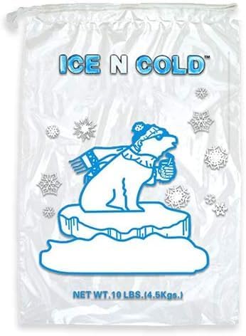 Ice Bags with Drawstring Closure | 10lb, 100ct/cs | 41 mic Thickness | Portable Storage and Freezer Keeper