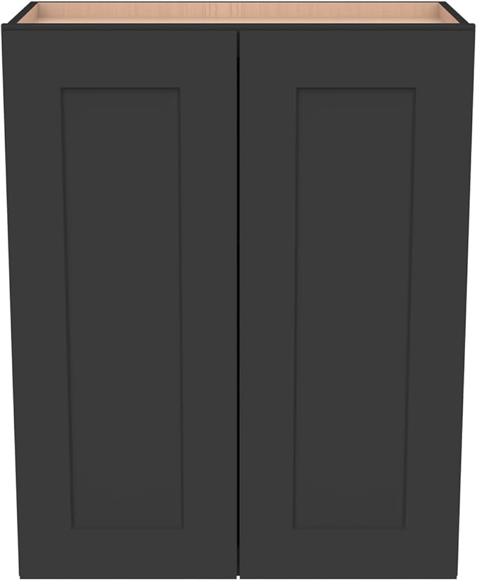 Wall-Mounted Cabinet – Solid Wood Shaker Style Medicine Cabinet with Adjustable Shelves & Soft-Close Doors for Bathroom, Kitchen, and Office Storage (Charcoal Black, 36" W x 12" D x 36" H)