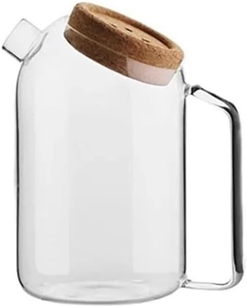 Pitcher Creative Glass Water Jug Teapot Heat Resistant Cold Juice Bottle with Cork Lid Juice Iced Tea Drink Pitcher Water Pitcher(Medium)