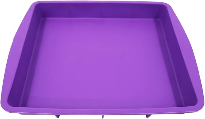 Lmaray 11 x 9.5 Inch Purple Silicone Baking Pan, Safe, Durable, Easy Cleanup, Microwave and Oven Safe