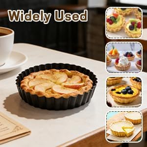 6 Pack 5 Inch Mini Tart Pans with Removable Bottom, Nonstick Round Quiche Pan Heavy Duty Fluted Sides for Tartlets, Mousse Cakes, Dessert Baking
