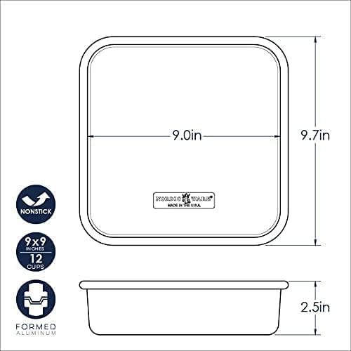 Nordic Ware Naturals Aluminum NonStick 9x9-Inches Square Cake Pan