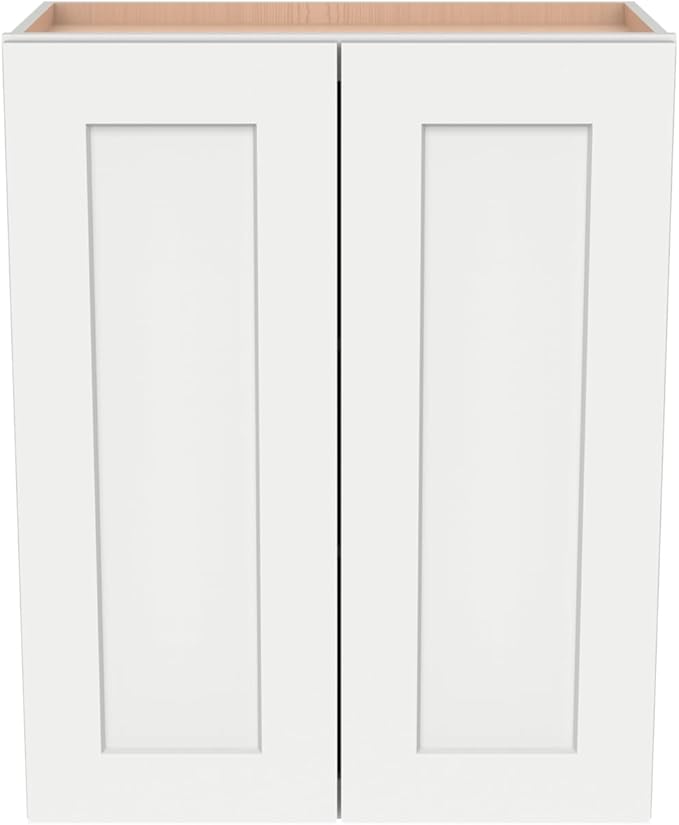 Wall-Mounted Cabinet – Solid Wood Shaker Style Medicine Cabinet with Adjustable Shelves & Soft-Close Doors for Bathroom, Kitchen, and Office Storage (Origami White, 39" W x 12" D x 30" H)