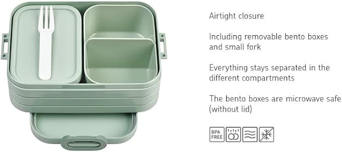 Mepal Bento Box Midi - Bento Lunch Box For 2 Sandwiches or 4 Bread Slices - Adults, Snacks & Leftovers - Vivid Mauve