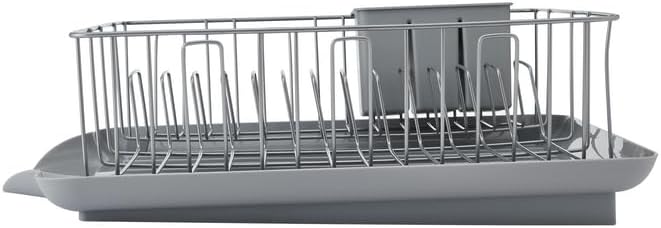 Farberware Classic 3-Piece Dish Drying Rack Set for Kitchen Counter, Gray - Rust-Resistant Wires, Self-Draining Board, Flatware Caddy, Non-Slip Feet