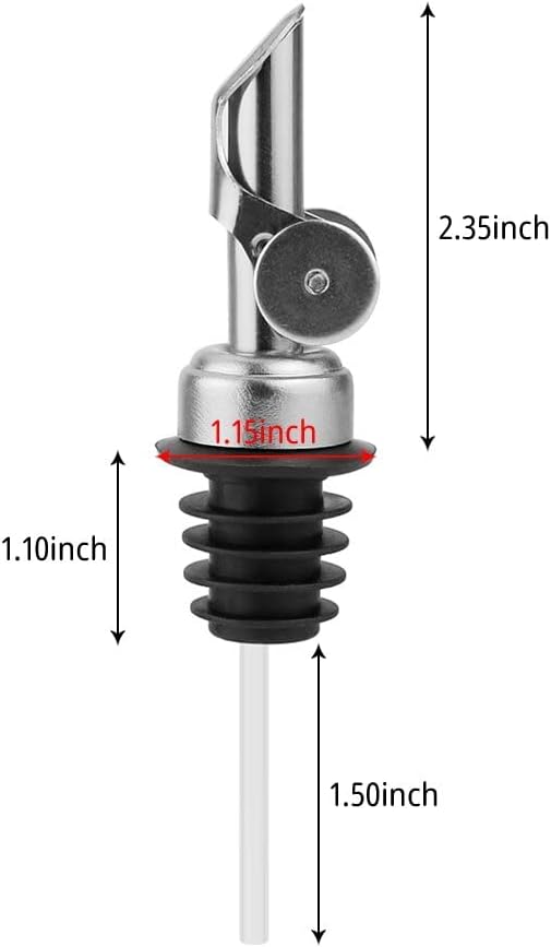 MEETSWEET Olive oil dispenser nozzle, stainless steel automatic opening and closing nozzle, leak proof, suitable for olive oil, vinegar, wine, and other liquid bottles (black 2 pcs)