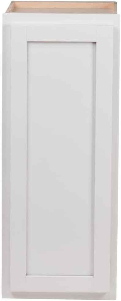 Quicklock RTA (Ready-to-Assemble) 42" Tall Wall Kitchen Cabinets - Shaker Style | 100% Hardwood | Made in America | Soft Close Hardware (Pure White, 12" D x 9" W x 42" H)