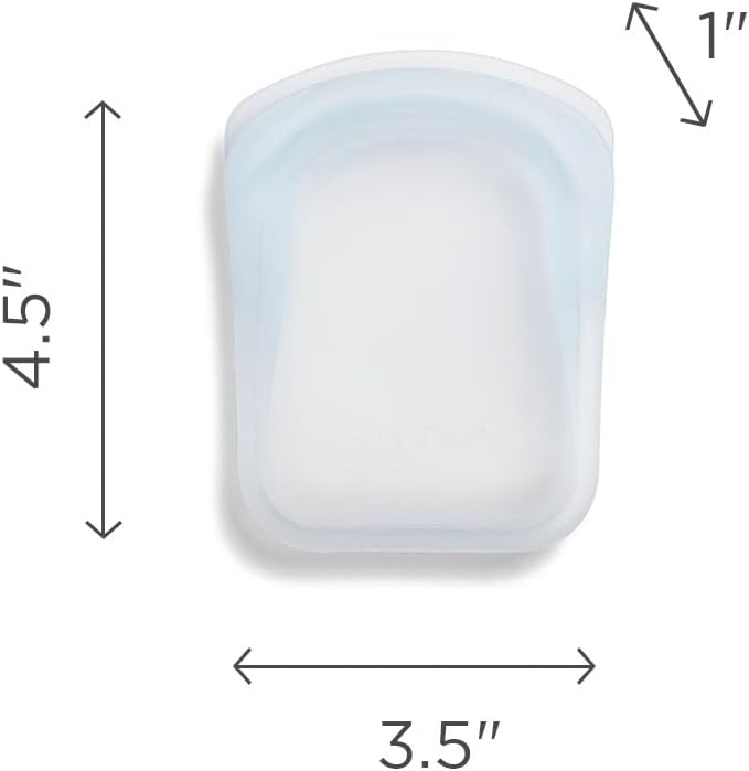 Stasher Silicone Reusable Storage Bag, Pocket Bags 2-Pack, Microwave, Dishwasher, Oven Safe, Sous Vide, Eco Friendly, Leak-free, Food-safe Silicone Snack Bags for Travel, 4 oz, Clear & Deep Ocean | Reusable Food Bags