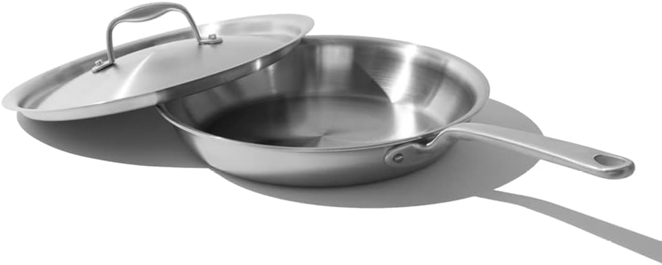 Made In Cookware - 10-Inch Stainless Steel Frying Pan With Lid - 5 Ply Stainless Clad - Professional Cookware - Crafted in Italy - Induction Compatible