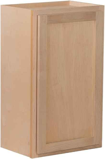 Quicklock RTA (Ready-to-Assemble) 42" Tall Wall Kitchen Cabinets - Shaker Style | 100% Hardwood | Made in America | Soft Close Hardware (Raw Maple, 12" D x 24" W x 42" H)