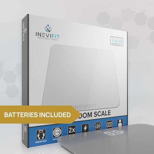 INEVIFIT Bathroom Scale & Digital Kitchen Scale Fitness Bundle, Complete Body Composition and Nutrition Tracking Solution with Batteries Included