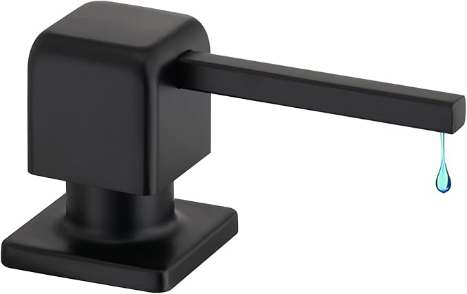 CREA Soap Dispenser for Kitchen Sink, Kitchen Soap Dispenser Black Square Built in Sink Soap Dispenser for Bathroom with 17 OZ Bottle