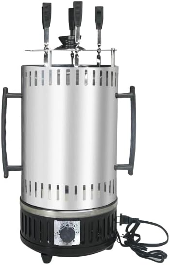 Upgraded Countertop Vertical Rotating Oven - Rotisserie Shawarma Machine, Kebob Machine, Stainless Steel Body W/Heat Resistant Door, Includes 5 Skewers & 5 Oil Collecting Cups, US Plug, 110V