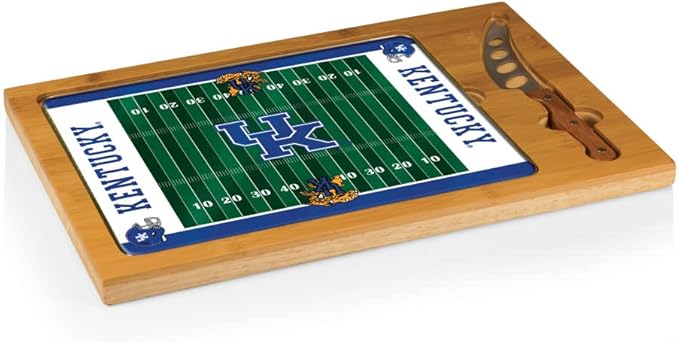PICNIC TIME NCAA Icon Glass Top Cutting Board & Knife Set, Cheese Boards Charcuterie Boards, Serving Platter, (Parawood & Bamboo)