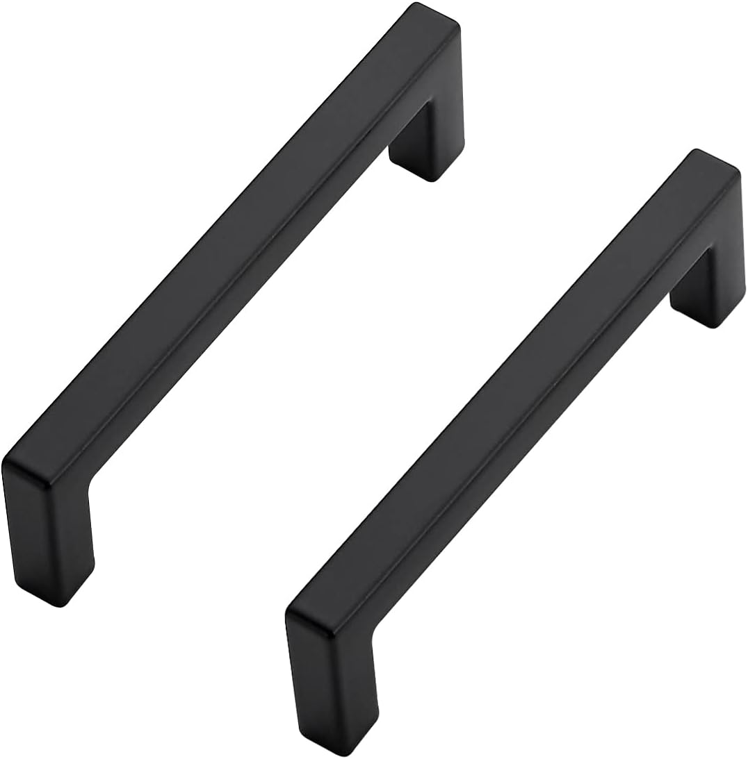 Ravinte 10 Pack Black Drawer Pulls - 3.5 Inch Slim Square Bar Kitchen Handles Matte Black Cabinet Pulls
