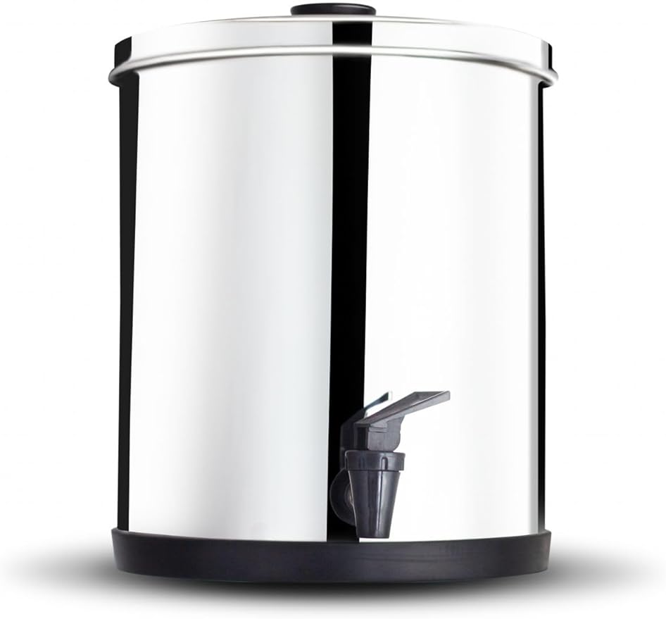 AquaEasy Go Stainless Steel 50 Cup Water Filter Dispenser, Extra Large Capacity, Powerful Fast 99% Filtration, Lasts 250 Gallons or 6 Months. Compact Water Filter Dispenser (Glossy)