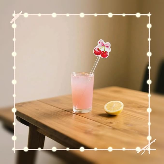Cherry Birthday Party Cocktail Drink Stirrers, 20 pcs Cherry Drink Stirrers for Bachelorette Party Decoration, Boots and Bows Themed Swizzle Drink Sticks for Disco Cowboy Party Supplies (Cherry)
