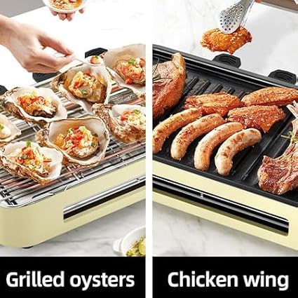 Aoran Electric Smokeless Grill, 1800W Nonstick Indoor Griddle Pan, Multifunctional Skillet for Frying, Baking, Stewing, Easy to Clean, Adjustable Temperature, Family-Sized 19.6'' x 9'' Cooking Area