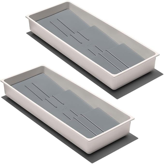 OXO Good Grips Kitchen Compact Spice Drawer Organizer, White - Pack of 2