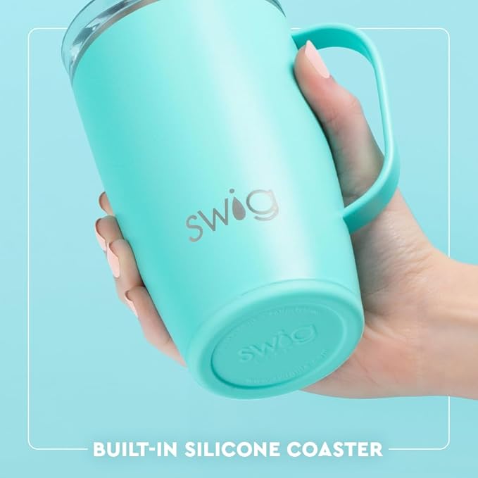Swig Life 18oz Travel Mug, Insulated Tumbler with Handle and Lid, Travel Coffee Mug, Cup Holder Friendly, Stainless Steel 18 oz Tumbler, Reusable Insulated with Lid (Hydrangeas)
