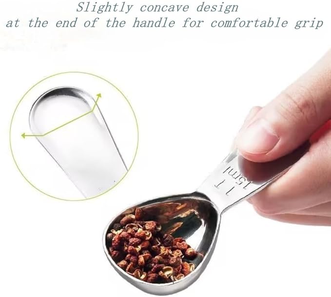 CoaGu 2-Pack Mini Coffee Scoops 15ml - Short Handle Stainless Steel Spoons for Coffee, Baking & Supplements, Non-Slip Grip | Fits Espresso Bags & Spice Containers