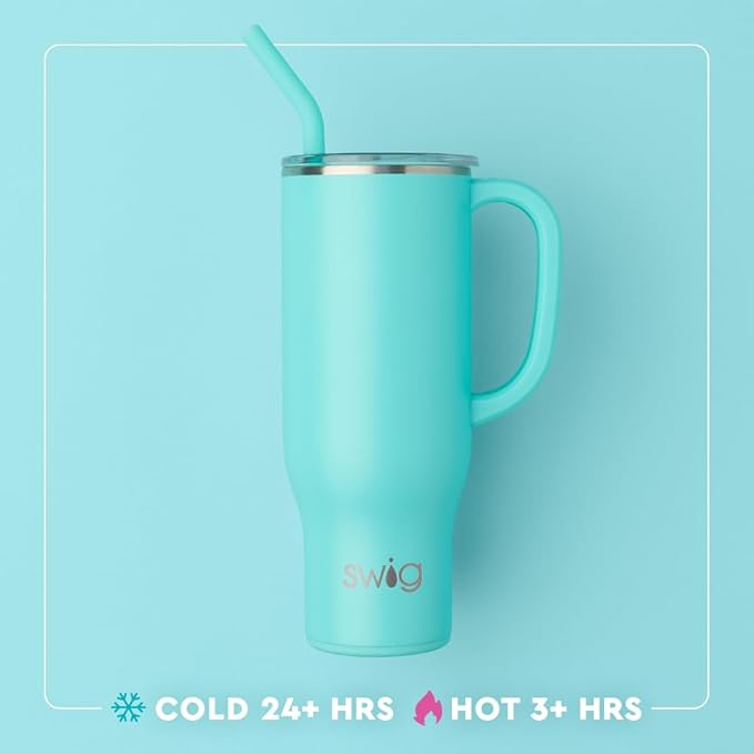Swig Life 30oz Mega Mug, 30oz Tumbler with Handle and Straw, Large Insulated Tumblers, Cup Holder Friendly Travel Mug, Stainless Steel 30 oz Tumbler, Reusable Insulated Water Bottle (Cookie Jar)