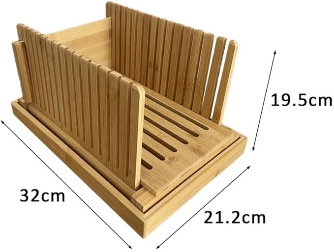 Generic Bamboo Bread Slicing Tool with Crumb Tray for Homemade Loaves, style B