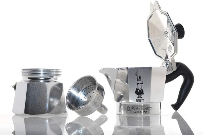 Bialetti Moka Express #06799 3-Cup Espresso Maker Machine and #06960 Bialetti, Six Replacement Gaskets and Two Bialetti Replacement Filter Plates Bundle