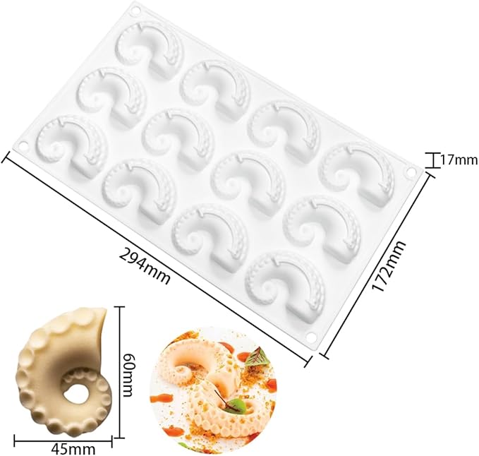 mostsom Sea Octopus Tentacles Silicone Mold Round Star Shaped Baking Mold Cake Border Fondant Molds Cake Decorating Tools (G_11.76x6.88x0.68 inch)