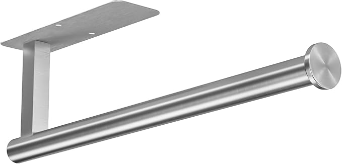 ASTOFLI Paper Towel Holder Under Cabinet No Drilling, Self Adhesive Paper Towel Holder Wall Mount for Kitchen Rack, Under Counter Napin Holder No Drill, RV, 304 Stainless Steel, Silver