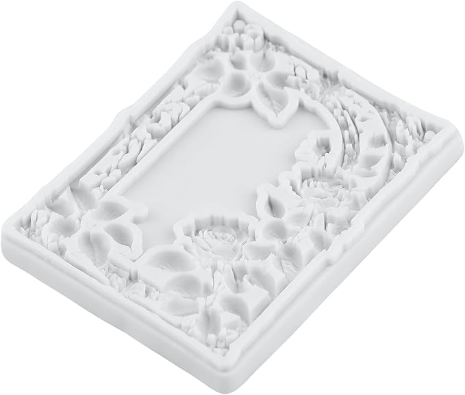 Flower Photo Frame Silicone Mold Wreath Fondant Molds Picture Frame Molds For Cake Decoration Cupcake Topper Polymer Clay Chocolate Candy Gum Paste Set of 4