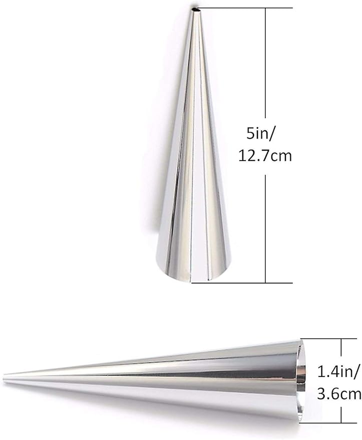 Non-stick Cream Horn Molds Stainless Steel, FantasyDay 5 inch Large Size Cannoli Tubes Kit Pack of 30 Baking Cones Pastry Roll Horn Croissant Mold - Christmas Anniversary Free Standing Cone Shape