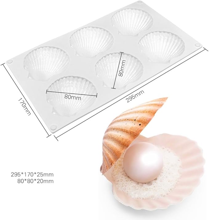 Cake Mold Shell Shaped Silicone Baking Cookie Biscuit Mold DIY Bakeware Pan Mould Kitchen Accessories (Shell J_11.8 X6.8 X1 inch)