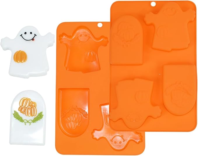 Halloween Ghost Silicone Molds, Non-Stick Baking Mold for Making Jelly, Chocolate and Cake (B_ Ghost)