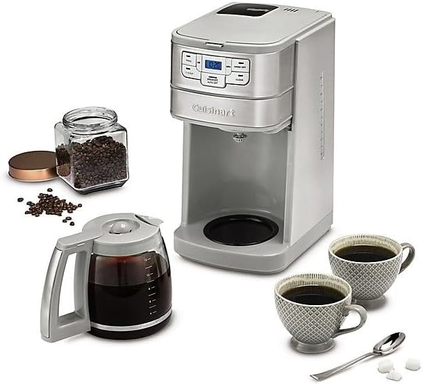 Cuisinart Stainless Steel Automatic Grind and Brew 12-Cup Coffeemaker with 24-Hour Programmability, 1-4 Cup Setting and Glass Carafe