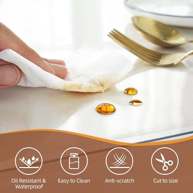 Warmstar Clear Table Cover Protector 40 x 62 Inch,1.5mm Thick Plastic Table Cover Rectangle,PVC Clear Table Protector,Desk Protector Mat for Kitchen, Dresser, Writing Desk，Dining Room Table