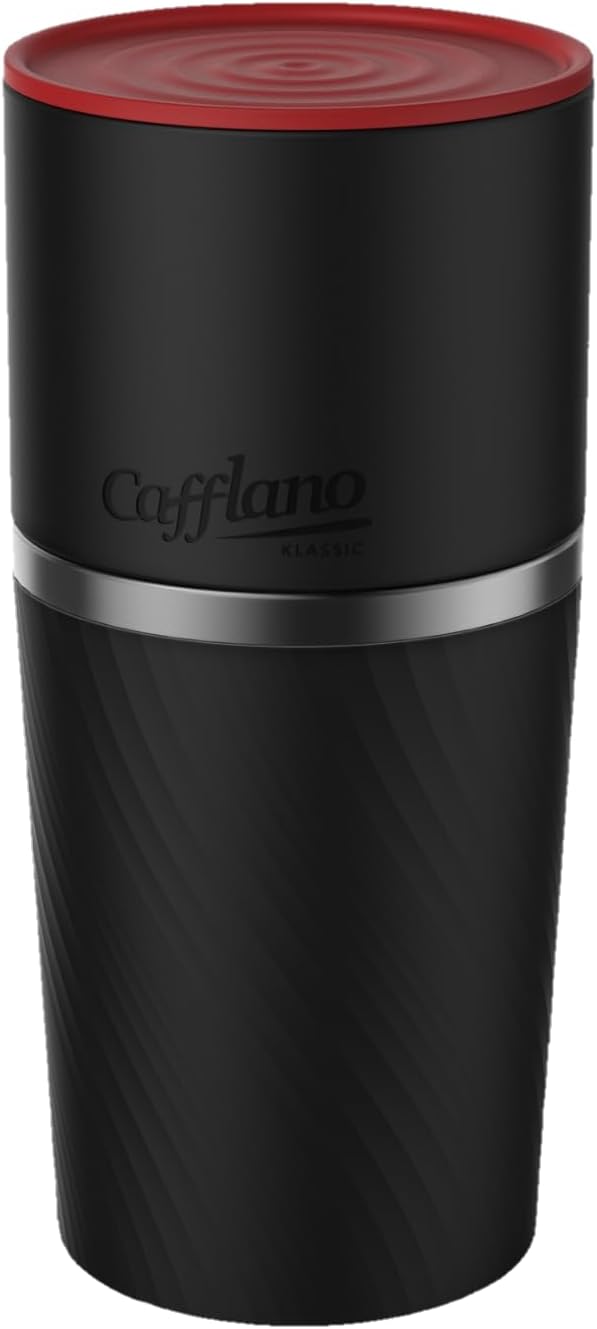 Cafflano Klassic : All-in-1, Drip Kettle+Grinder+Permanent Stainless Filter Dripper+Double-wall Tumbler, Pourover, Coffee Maker for Camping & Travel