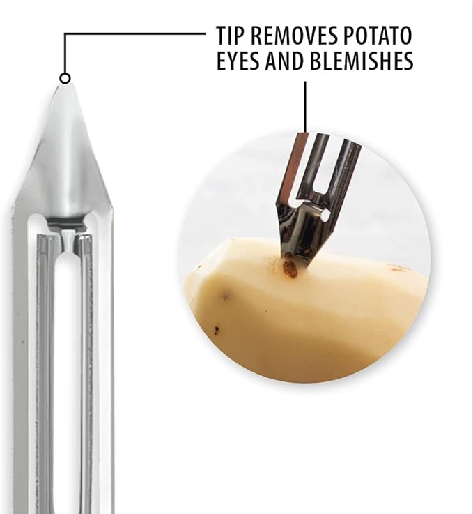 Rada Cutlery Vegetable Peeler (R132), 1.75" Stainless Steel Swiveling Blade, Silver Handle, Pack of 2