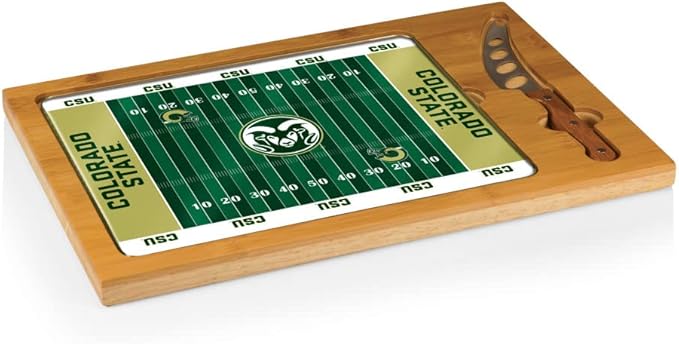 PICNIC TIME NCAA Icon Glass Top Cutting Board & Knife Set, Cheese Boards Charcuterie Boards, Serving Platter, (Parawood & Bamboo)