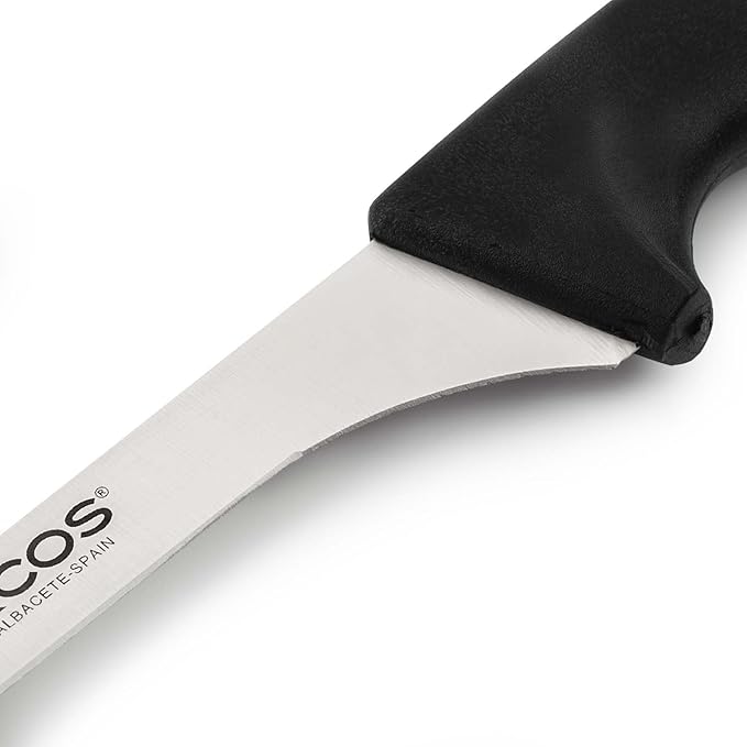 Arcos 2 Piece Carving Knife Set. Ham Slicer Knife and Chaira Sharpener in Stainless Steel with Ergonomic Polypropylene Handle. Series Niza. Color Black