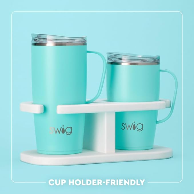 Swig Life 22oz Travel Mug, Insulated Tumbler with Handle and Lid, Travel Coffee Mug, Cup Holder Friendly, Stainless Steel 22 oz Tumbler, Reusable Insulated with Lid (Strawberry Shortcake)