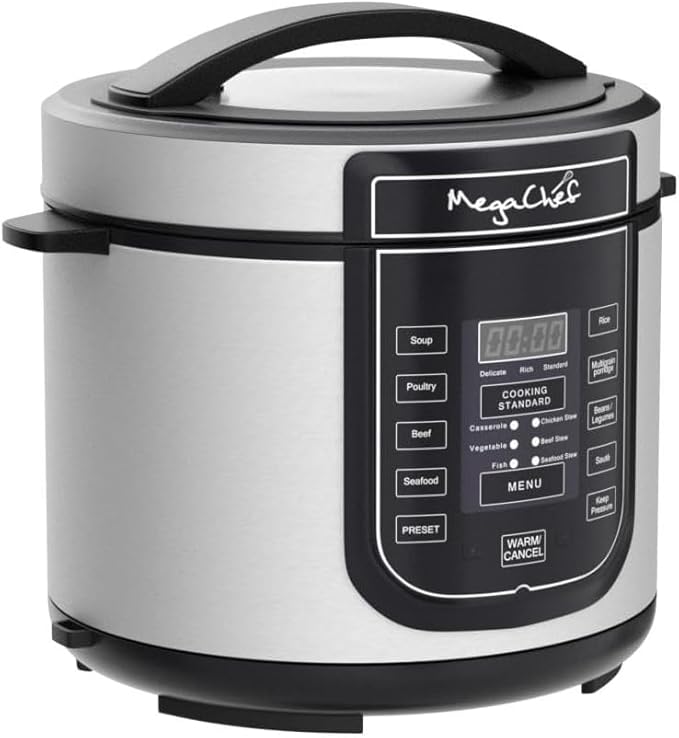 6 Quart Digital Pressure Cooker with 14 Preset Cooking Functions – Stainless Steel Electric Multi-Cooker with Slow Cook, Keep Warm, and Auto Shut-Off